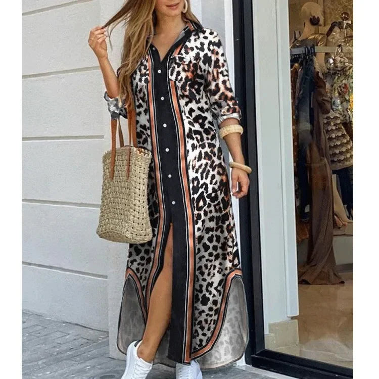Women Shirt Dress Single Breasted Long Dresses Full Sleeve Turn Down Collar Solid Vestidos Shirts Pockets Split Casual 2025