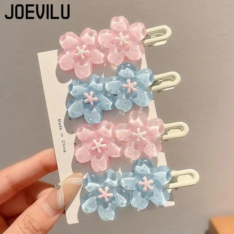Romantic Pink Cherry Blossom Hair Clip Cute Side Bangs Barrettes for Women Kawaii Hair Accessories Girls Elegant Fashion Hairpin