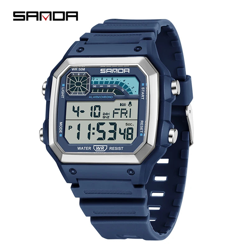 SANDA Outdoor Sport Electronic Watch Men Multifunction Watches Alarm Clock Chrono Waterproof LED Digital Double Time Watch
