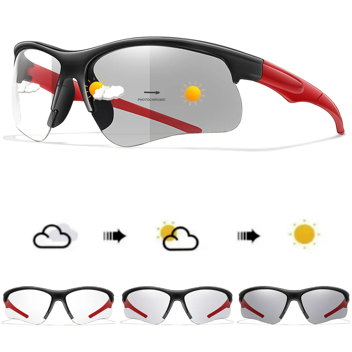 Trendy Style Photochromic Sunglasses For Men Women Outdoor Mtb Bicycle Cycling Runnging Eyewear Sports Bike Windproof Goggles