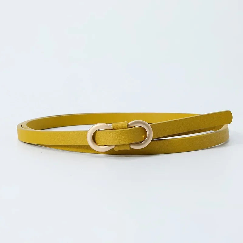 Metal Buckle PU Leather Knotted Belt Long Thin Adjustable Waist Belts Women Female Dress Coat Suit Decoration Straps