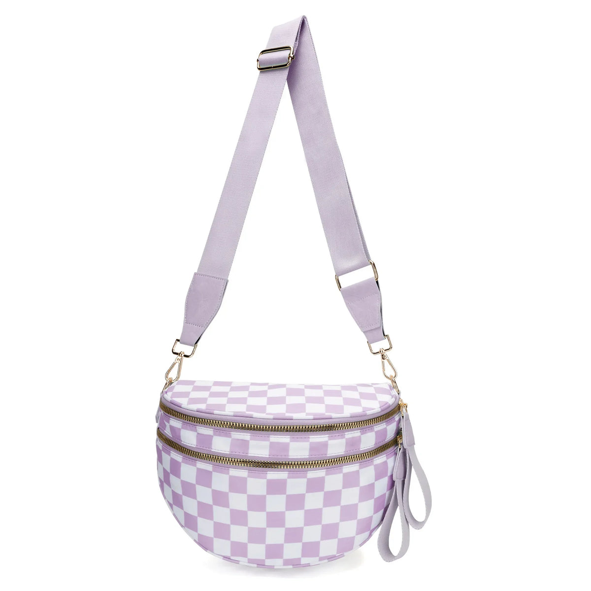 Women Checkered Bum Bag Casual Fanny Pack Large Capacity Crossbody Adjustable Strap Simple Shoulder Mommy Bag Daily Travel Tote