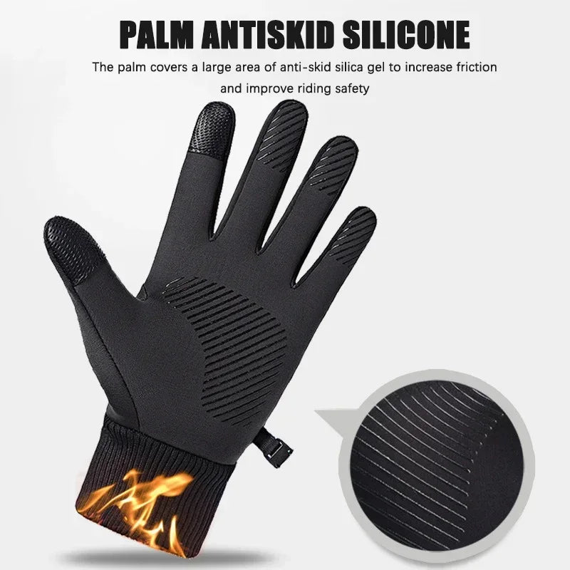 Winter Thermal Gloves for Man Woman Motorcycle Gloves Waterproof Full Finger Touch Screen Cycling Running Skiing Gloves Non-slip