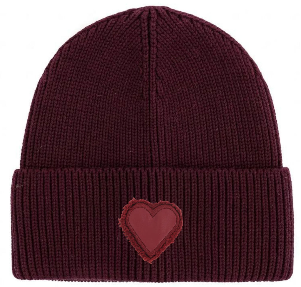 Winter Cotton Knitted Beanies Leather Heart Outdoor Hat Children Hats Personality Table hats girl hat boy hat