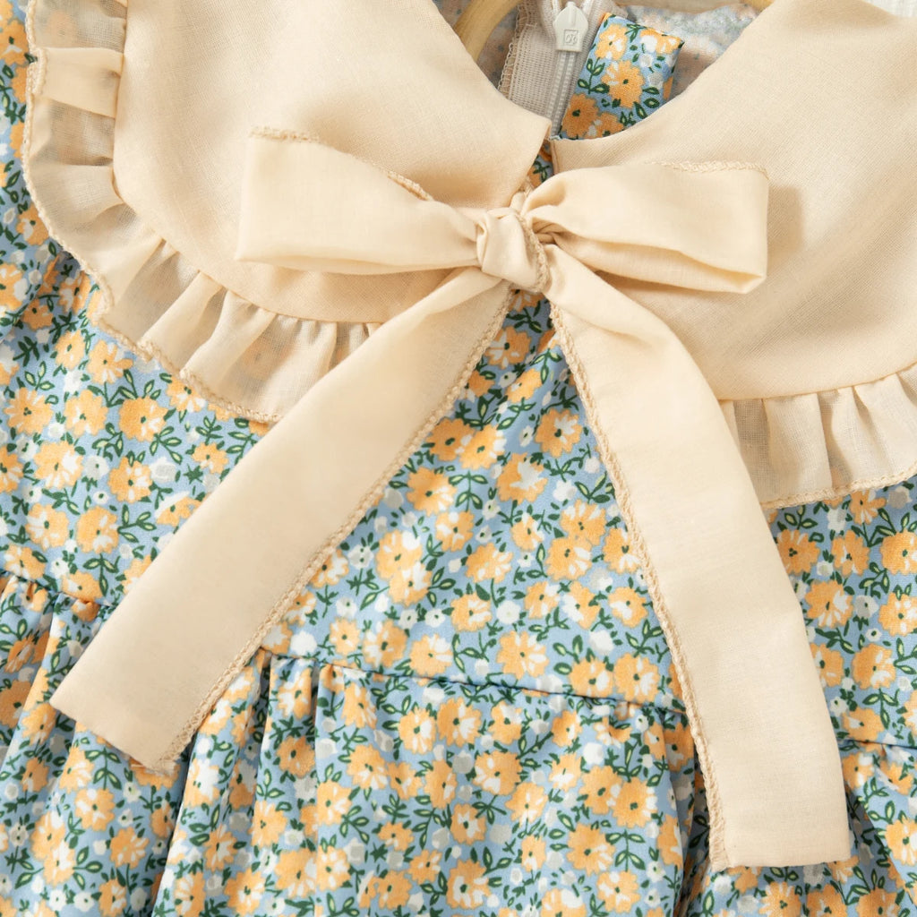 Baby Girl Dress Summer Floral Bow Short Sleeved Girl Dress Cute Bubble Sleeve Girl Princess Dress Baby Clothes Girl