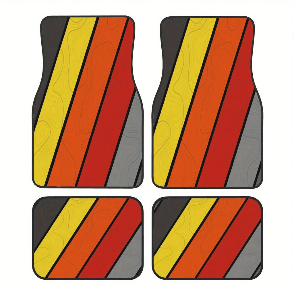 Set of Four Car Floor Mats. Elegantly Crafted Mats Featuring Designs. Ideal for Vehicles, Including Cars, Trucks