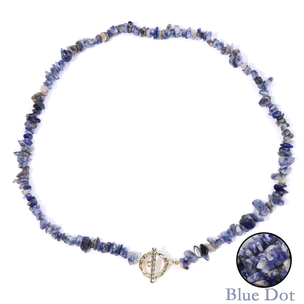 Healing Bohemian Gem Gravel Natural Semi-precious Stone Necklace Women's Fashion Necklace Jewelry Collares Para Mujer Female
