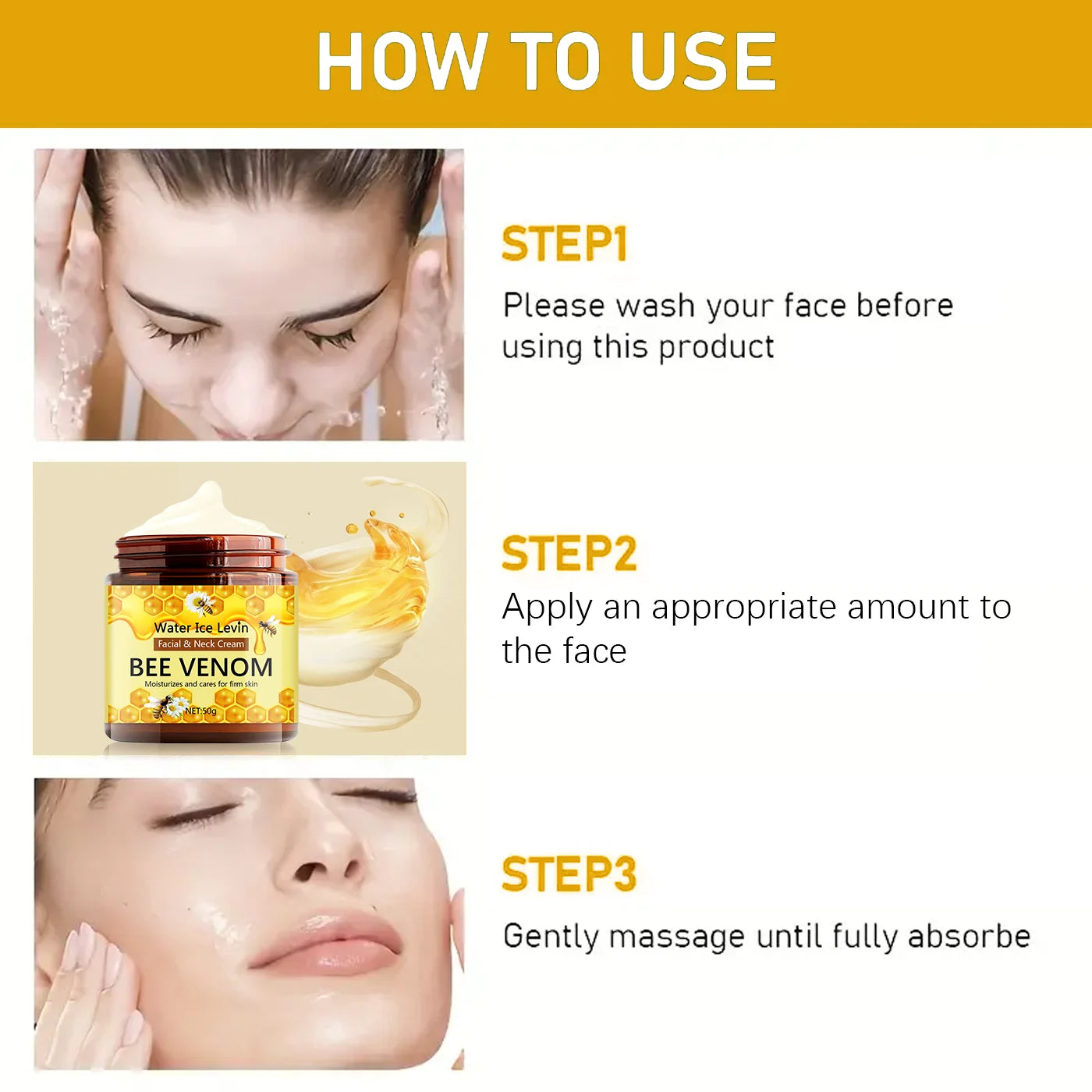 Bee Venom Cream Face Whitening Cream Remove Dark Spots Fade Freckle Melanin Anti Wrinkle Aging Moisturizing Brighten Skin