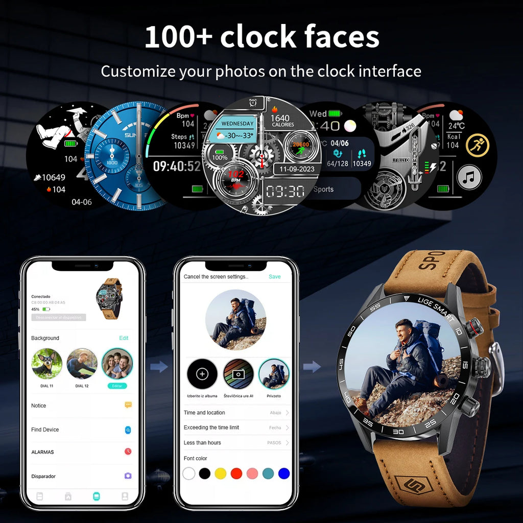 LIGE 2026 New Rugged Military GPS Smart Watch Men AMOLED HD Screen Heart Rate Bluetooth Call Waterproof Outdoor SmartWatch