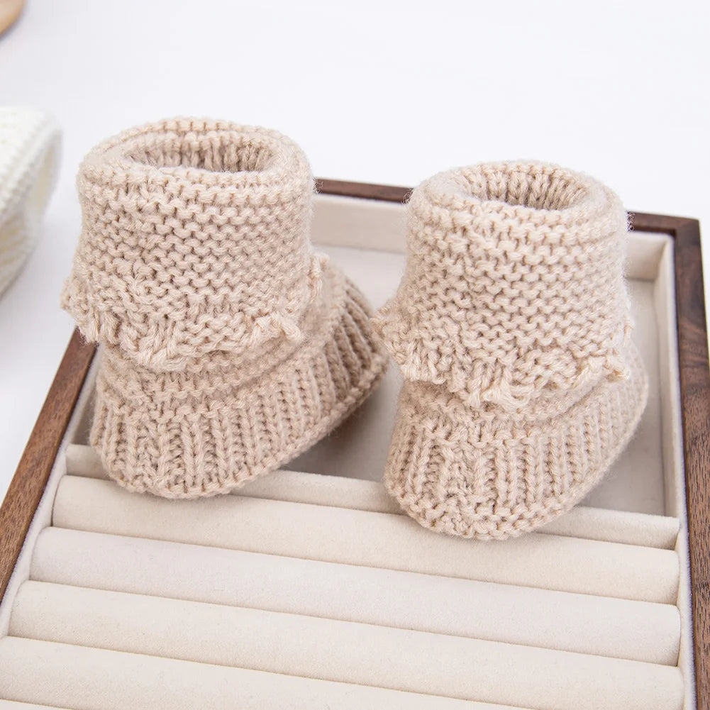 2Pcs/Pair Baby Knit Socks 0-12M Solid Cochet  Walking Socks Ins Cream Solid Color Short Socks  for Infant Boys Girls Clothing