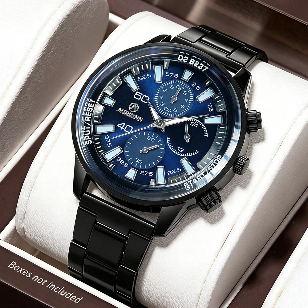 Men's Round Alloy Steel Strap Quartz Watch, Perfect for Leisure, Business, and Event Participation (No Box)