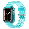 Clear Band + Case for Apple Watch Series 9 8 7 49mm 45mm 44mm 42mm 41mm Transparent Plastic Strap for iwatch 6 SE 5 4 38mm 40mm