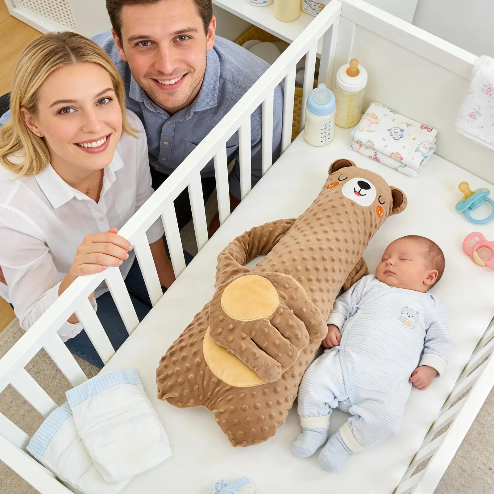 Patting Soother Pillow for Kids, Soft Hugging Electric Plush Toy with Remote Gentle Vibration Calmings Sleep Aid for Bed Crib