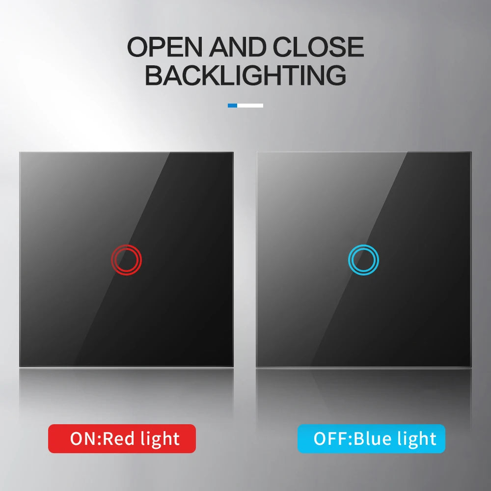 Touch Switch EU Light Sensor Switches Crystal Glass LED Button Panel Power AC100-240V 1/2/3 Gang Wall Lamp Interruttore
