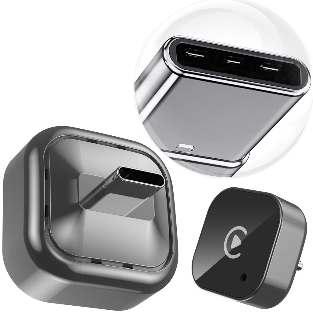 USB C Upgraded 2-in-1 Wireless CarPlay & Android Auto Adapter, Plug & Play Compatible with iPhone & Android Smartphones.