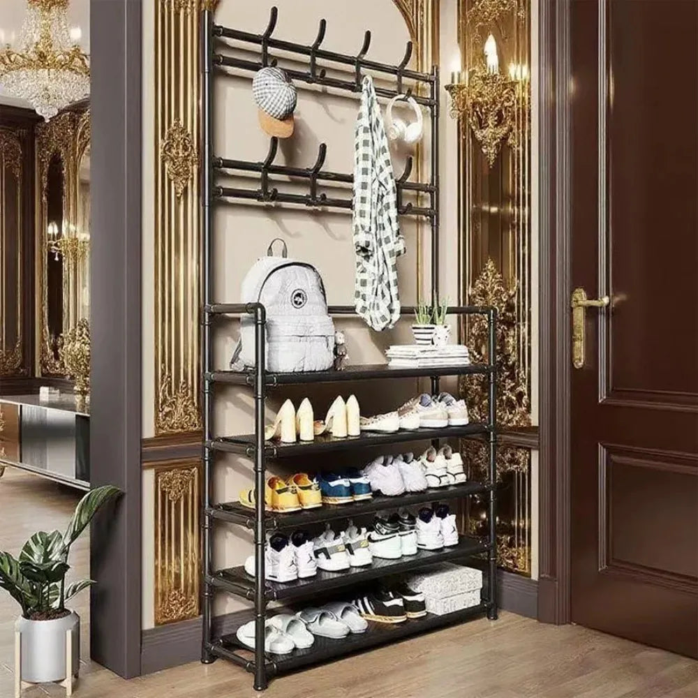 Entryway Shoe Rack Organizer Large Capacity, Multi-Functional Storage Shelf for Shoes Bags Slippers, Home Organization Rack