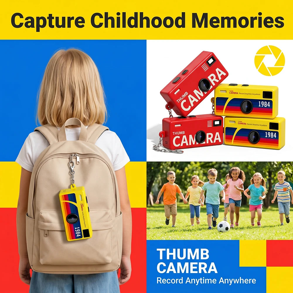 CHEGIT Thumb Keychain Camera 0.96inch Mini Action Camera Retro Support Memory Card 1080P Very Small Camcorder Video Recorder