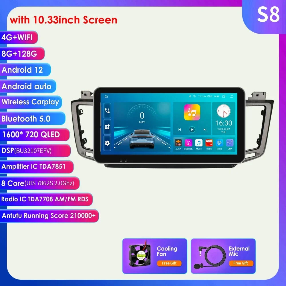 Android 12 Autoradio 7862 Dsp Carplay For Toyota RAV4 RAV 4 2013-2017 Multimedia Video player GPS Navi Stereo 2din QLED screen