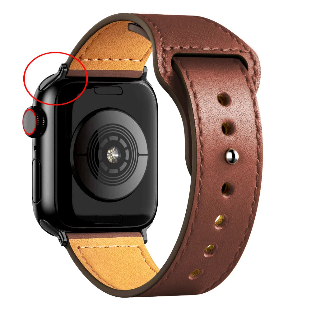 Leather band For Apple watch strap Ultra 2 49mm 44mm 40mm 38mm/42mm wrist bracelet for iWatch series 10 9 8 7 4 5 6 se 41mm/45mm
