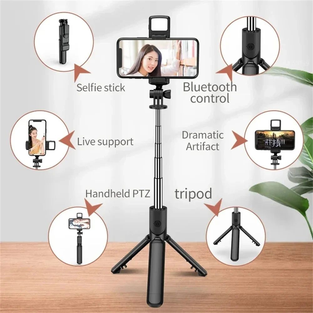 Retractable Wireless Live Broadcast Stand Mobile Phone Live Holder Smartphone Dimmable With Selfie Stick LED Fill Light Video
