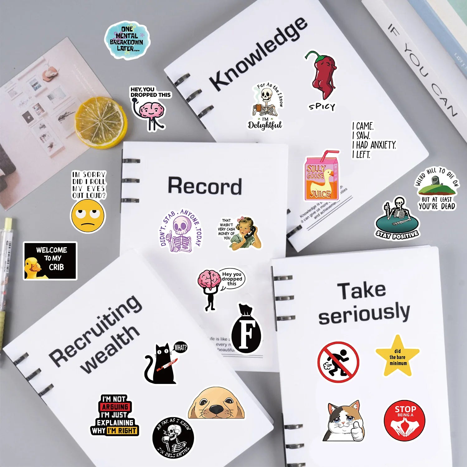 100Pcs Fun Prank Meme Stickers Decorate Guitar Notebook Luggage DIY Waterproof Stationary Stickers