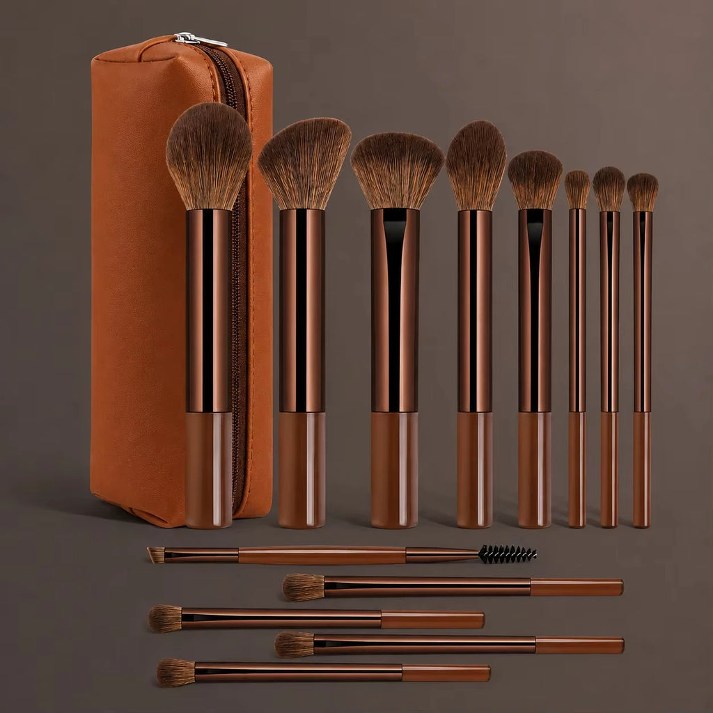Brush Set, Includes 14pcs Makeup Brushes + 1pc Makeup Bag + 2pcs Makeup Sponges, Containing Foundation Brush, Blush Brush