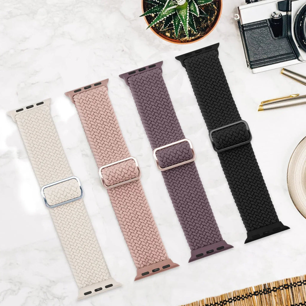 Braided Loop Strap For Apple Watch Ultra Band 49mm 44 45mm 42mm 41mm Nylon Elastic Belt Bracelet iWatch Series 9 8 7 6 5 4 SE 3