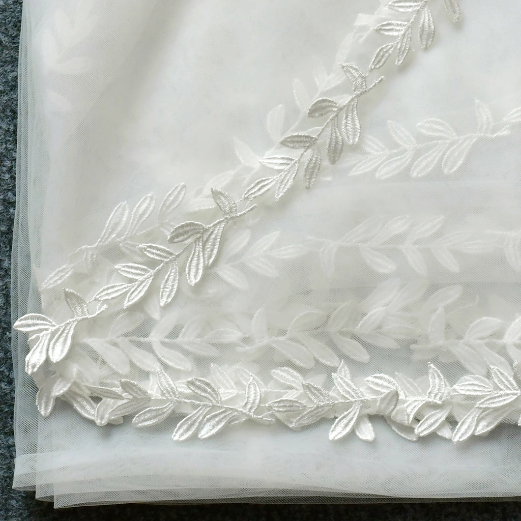 Wedding Veil Lace Edge Bridal Veils 3M White Ivory Wedding Veil Thin Scallop Lace Trim Cathedral Mantilla Bride Accessories V129