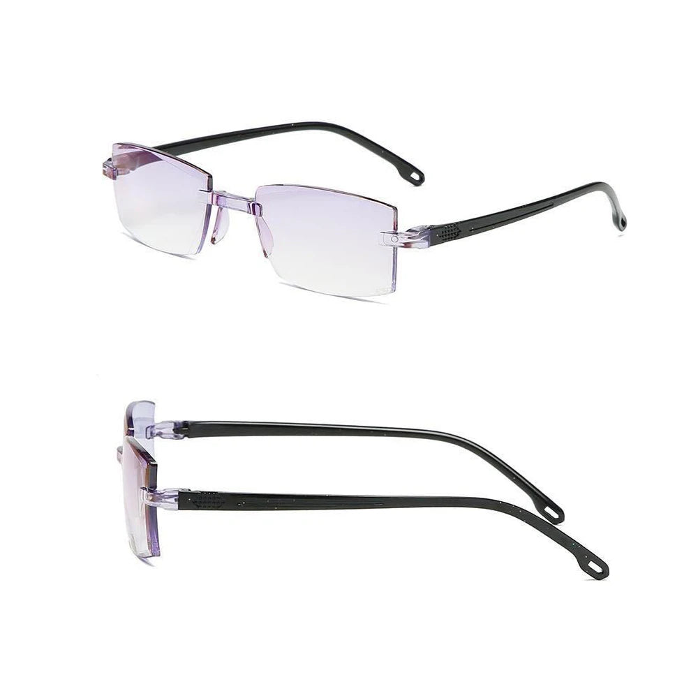 New Diamond-cut Bifocal Progressive Reading Glasses Men Blue Light Blocking Multifocal Eyewear Ultralight Rimless Eyeglasses