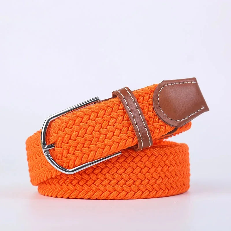 107/120/130cm UNISEX Casual Knitted Pin Buckle Women Belt Woven Canvas Elastic Expandable Braided Stretch Jeans Belts for Men