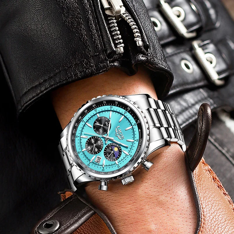 LIGE Fashion Top Brand Luxury Men Watch Casual Business Watch Men Sports Waterproof Quartz chronograph Wrist Watches For Men