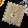 EILIECK 316L Stainless Steel Metal Sphere Flower Tassel Necklace Fashion Jewelry for Women Waterproof Clavicle Hanging Chains
