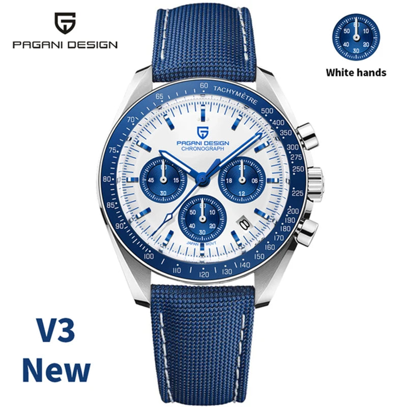 PAGANI DESIGN Moon Mens Watches 2025 Top Brand Luxury Quartz Watch For Men Chronograph Luminous Sapphire Mirror Waterproof Clock