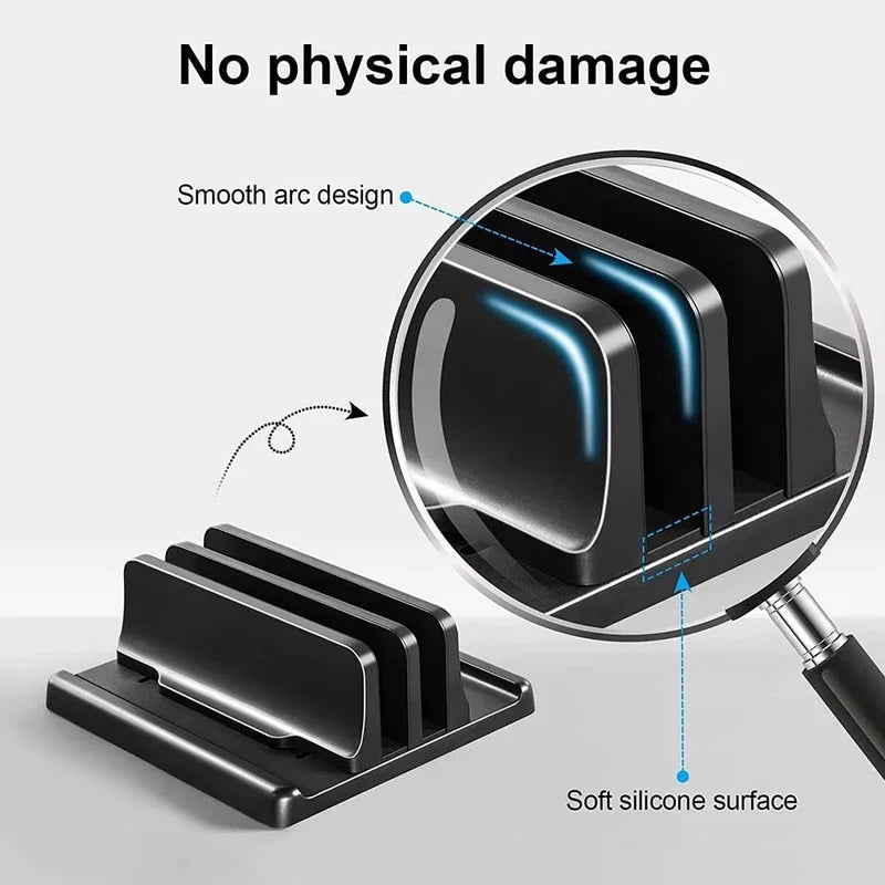 4 in 1 Vertical Laptop Stand Adjustable Width Space Saving Desktop Notebook Holder – Universal Vertical Dock for MacBook Surface