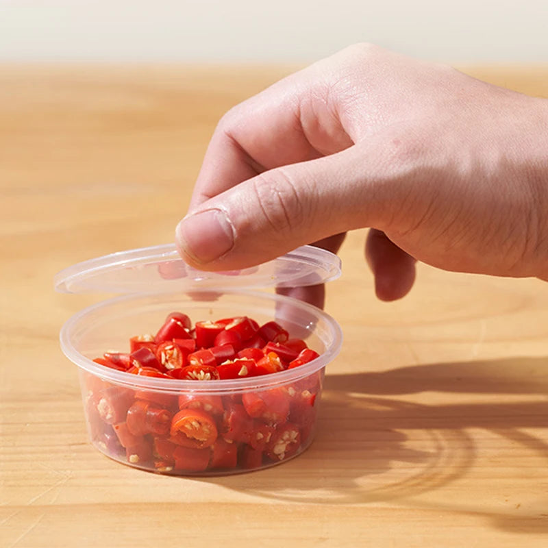 50/100PCS Disposable Sauce Cups with Lids Household Kitchen Leak-Proof Small Sauce Cups Portable Salad Dressings Seasoning Box