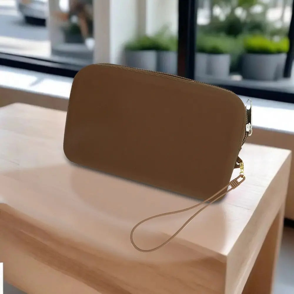 Solid Color Cosmetic Bag Portable Rectangle Silicone High Capacity Coin Purse Headphone bag Small Item Bag Stationery bag Women