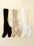 3pairs Toddler Girls Bow Decor Tights