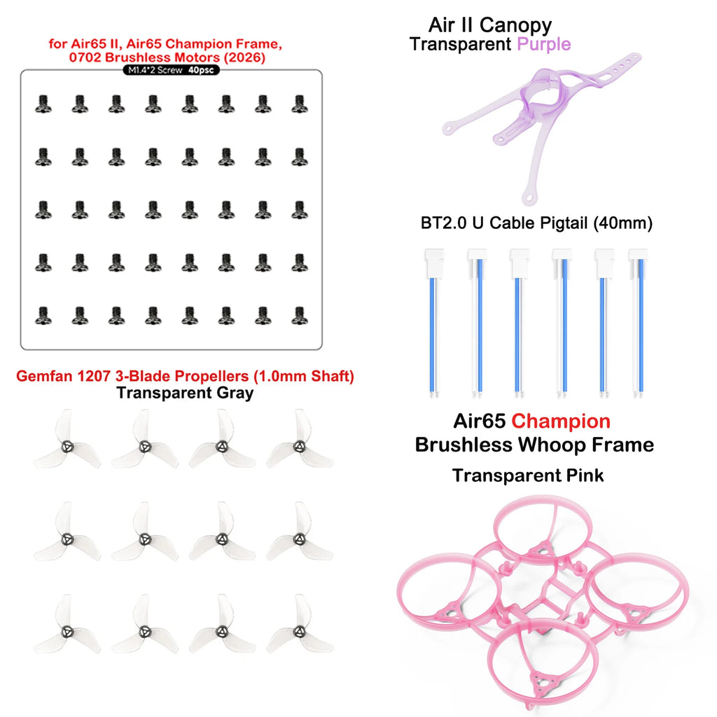 BETAFPV Air65 Champion Brushless Whoop Frame-2.20g 65mm Tiny Whoop, Air 65 II Motor Fixing Screws Pack, HQ 31mm Propellers
