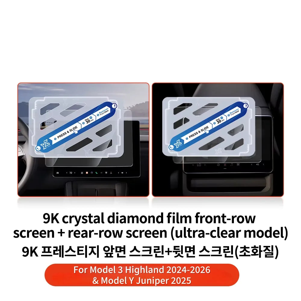 YZ Tempered Glass Screen Protector For Tesla Model 3 Y 2021-2025 Center Control Accessorie Matte Anti Glare HD Film Protection