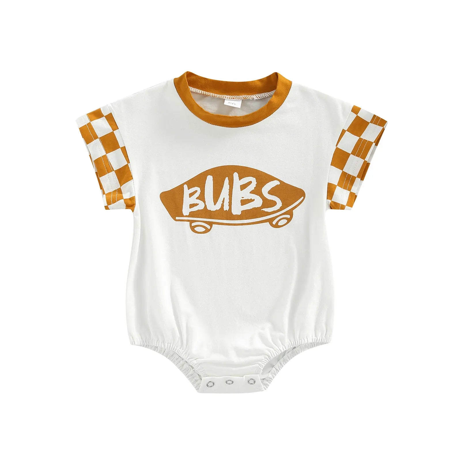 2022-05-07 Lioraitiin 0-18M Infant Baby Girl Boy Romper Plaid Short Sleeve Round Neck Cartoon Pattern Letter Print Jumpsuit