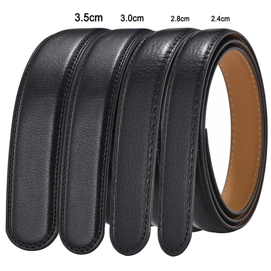 Belt Body No Buckle for Automatic Buckle 2.4 2.8 3.0 3.5cm Width Leather Belts Straps Without Buckle for Men Women 4 Size Wide