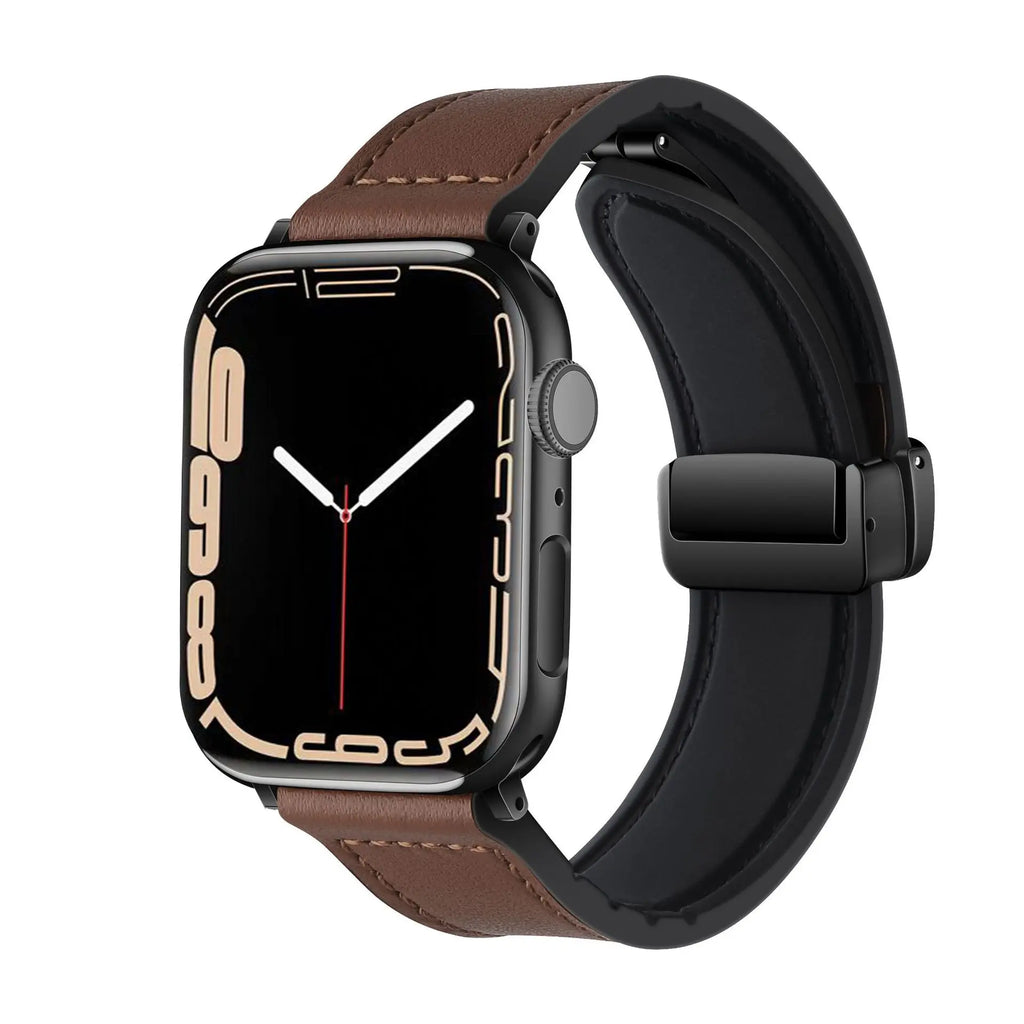 Strap for Apple watch band 45mm 44mm 40mm 42 41mm Ultra 49mm Genuine Leather+Silicone bracelet correa iWatch series 9 8 7 6 5SE