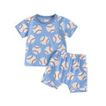Toddler Baby Boy Shorts Set Baseball Print Short Sleeve T-shirt Elastic Waist Shorts Summer Outfit
