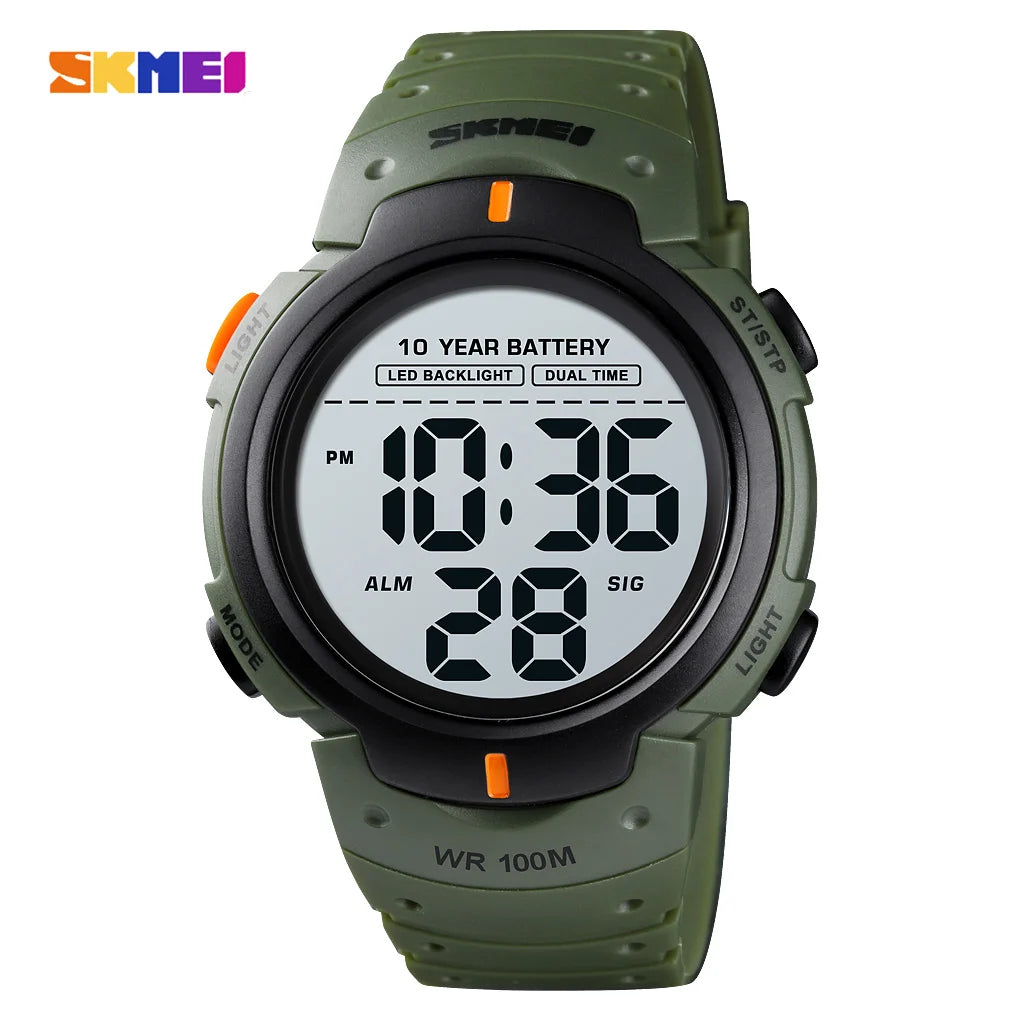 SKMEI 1560 Sport Electronics Watch for Men 100M Waterproof LED Display Digital Mens Wristwatches Stopwatch Military Reloj Hombre