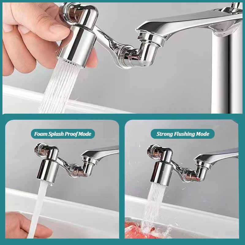 1440° Scalable Metal Faucet Aerator Splash-Proof Bathroom Tap Bubbler Filter Nozzle Water Saving Extender for Kitchen