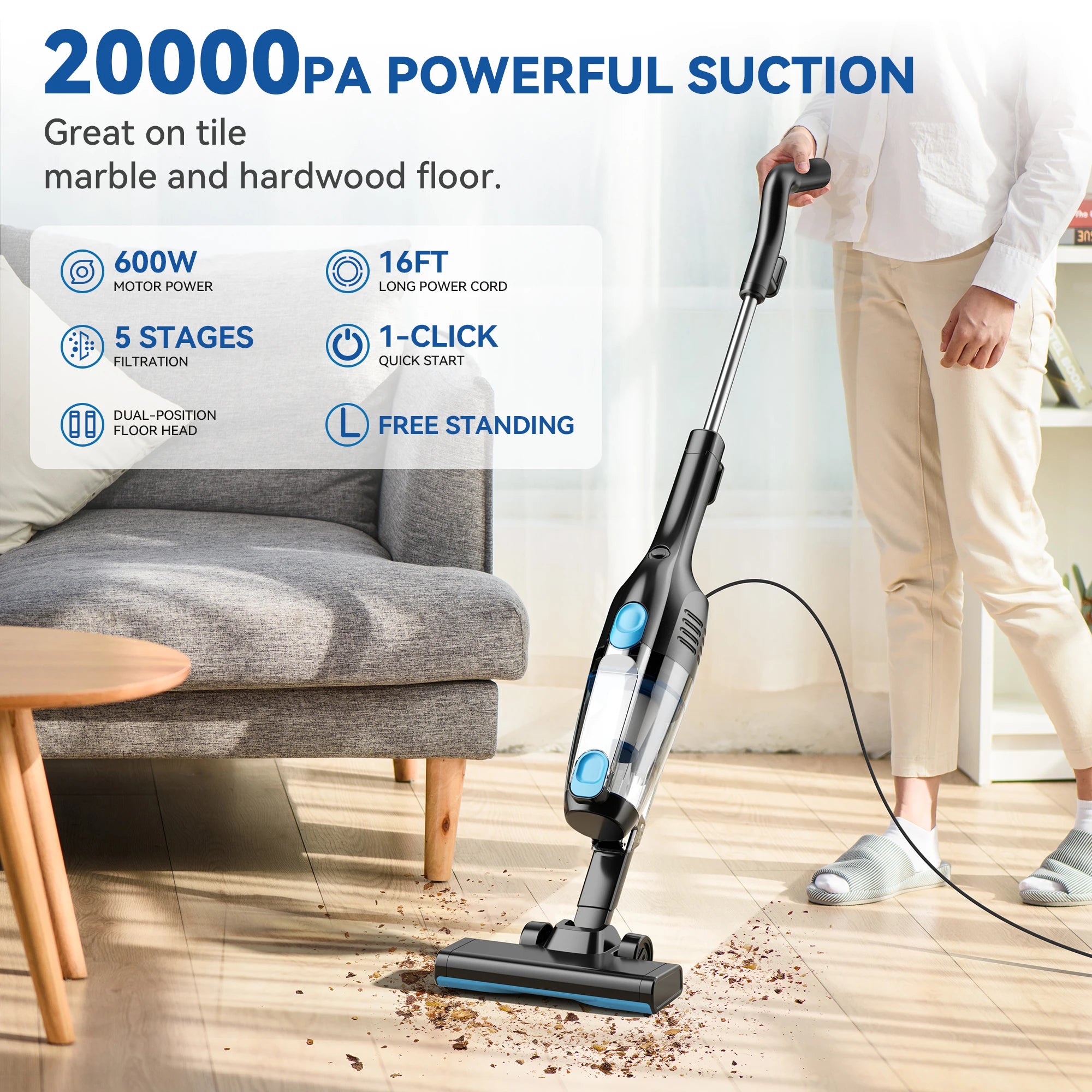 INSE R3S Corded Vacuum Cleaner 16Kpa 6M Extra Long Cord Handheld Vacuum Cleaner for Car Cleaning Hard Floor Household Appliance
