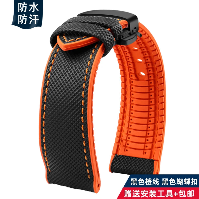 For Longines Seiko water ghost Hamilton series nylon rubber Bottom watch strap 20mm 22mm 23 Strap Men soft Waterproof Wrist Band
