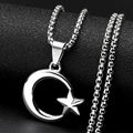 Muslim Islam Crescent Moon Star Stainless Steel Chain Necklaces for Women Men Gold Plated Pendant Necklace Amulet Jewelry Gift