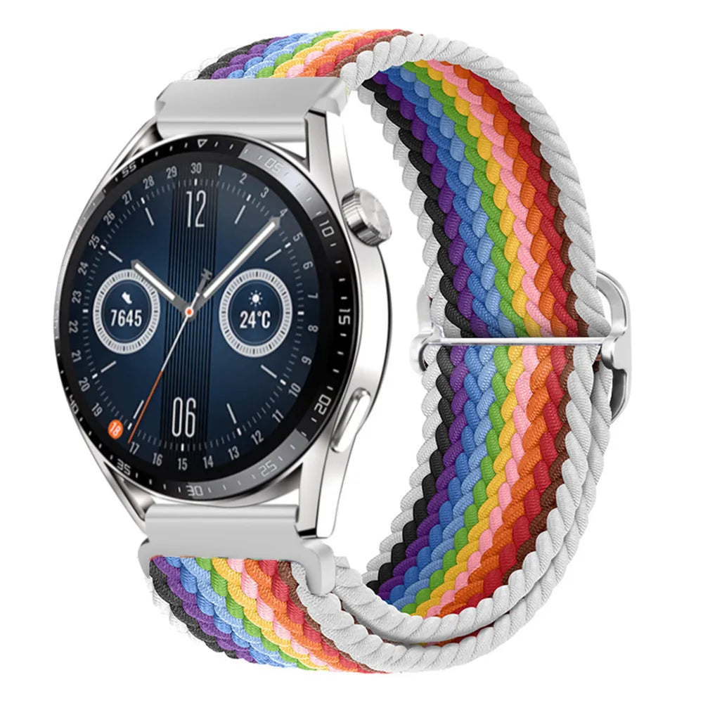 20mm 22mm Braided Solo Loop Strap For Samsung Watch 5/4/3 Active 2/Huawei Watch 3/GT Nylon Elastic Bracelet Amazfit GTR/GTS Belt