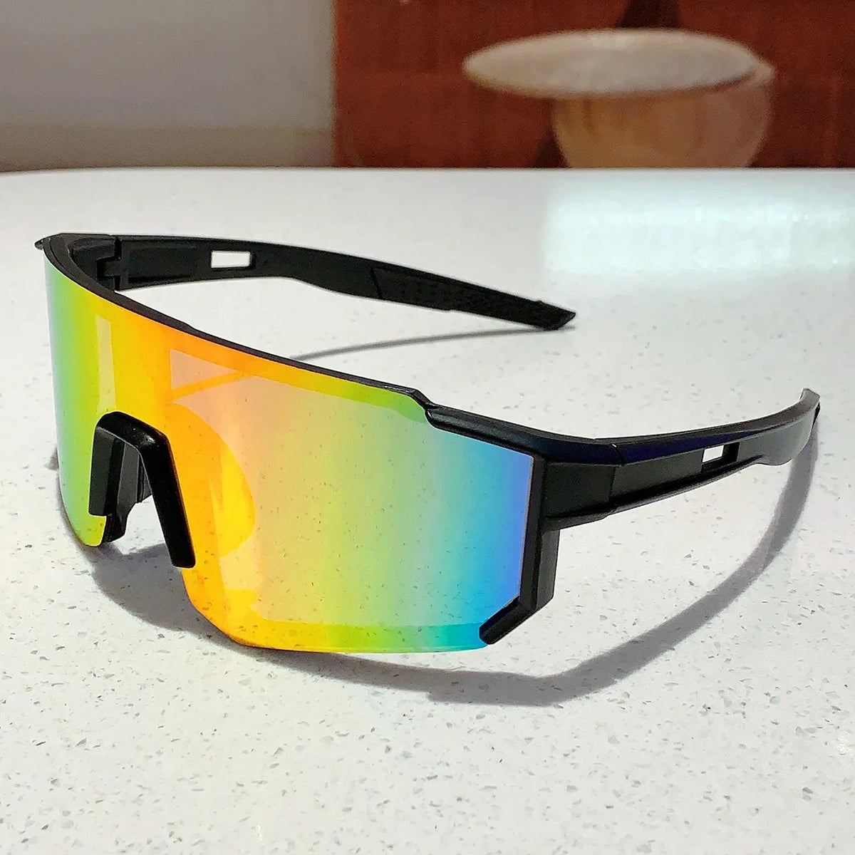 New Integrated Large Frame Colorful Bicycle Riding Sunglasses, Outdoor Sports Hiking Skiing Windproof Sunglasses
